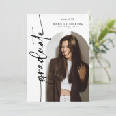 Elegant Script Grad Arch Photo Collage Graduation Einladung (Stehend Vorderseite)