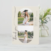 Elegant Script Grad Arch Photo Graduation Party Dankeskarte (Stehend Vorderseite)