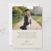 Elegant Script Grad Arch Photo Graduation Party Dankeskarte (Rückseite)