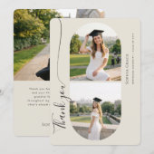 Elegant Script Grad Arch Photo Graduation Party Dankeskarte (Vorne/Hinten)