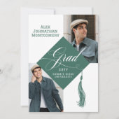 Elegant Script Grad Cap Tassel Graduation Photo Einladung (Vorderseite)