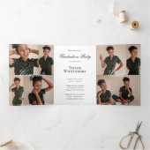 Elegant Script Grad Photo Collage Graduation Party Dreifach Gefaltete Einladung (Innenseite)