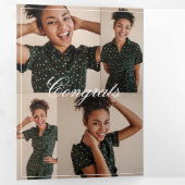 Elegant Script Grad Photo Collage Graduation Party Dreifach Gefaltete Einladung (Innen Erste Seite)