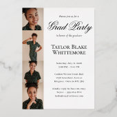 Elegant Script Grad Photo Collage Graduation Party Folieneinladung (Rückseite)