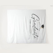 Elegant Script Graduation Party Photo Backdrop Wandteppich (Vorderseite (Horizontal))