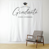 Elegant Script Graduation Party Photo Backdrop Wandteppich (Beispiel)
