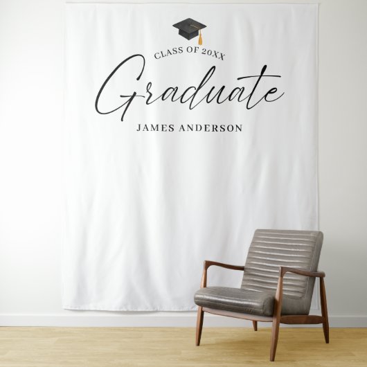 Elegant Script Graduation Party Photo Backdrop Wandteppich (Beispiel)
