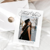 Elegant Script Graduation Photo Dankeskarte