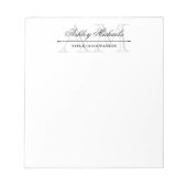 Elegant Script Gray 2 Initial Monogram Name Title Notizblock (Vorderseite)