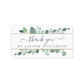 Elegant Script Greenery Vielen Dank Adressaufkleber (Vorne)