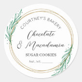 Elegant Script Greenery Wreath Sugar Cookies Food Runder Aufkleber (Vorderseite)