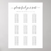 Elegant Script  Guest List Wedding Seating Chart Poster (Vorne)