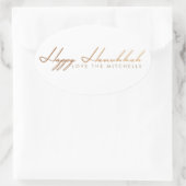 Elegant Script Hanukkah | Rose Gold Ovaler Aufkleber (Tasche)
