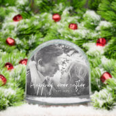 Elegant Script Happily Ever after Couple Photo Schneekugeln (Weihnachten)