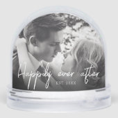 Elegant Script Happily Ever after Couple Photo Schneekugeln (Rückseite)