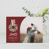 Elegant Script Happy Holidays Photo Card Feiertagskarte (Stehend Vorderseite)