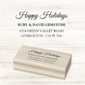 Elegant Script Happy Holidays Return Address  Gummistempel