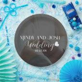 Elegant Script Heart Photo Pappteller (Party)