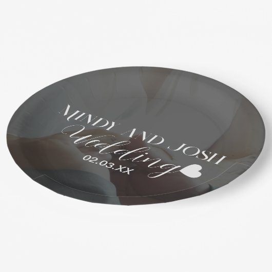 Elegant Script Heart Photo  Pappteller (Schrägansicht)