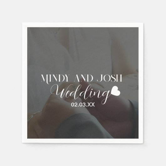 Elegant Script Heart Photo Serviette (Vorderseite)