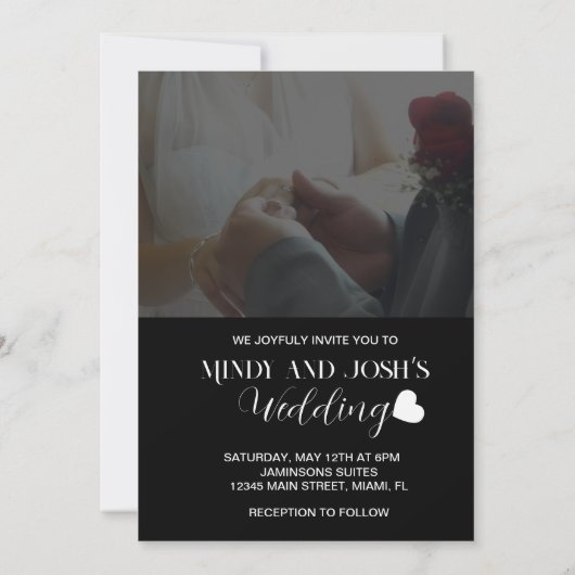 Elegant Script Heart Two Photo Einladung (Rückseite)