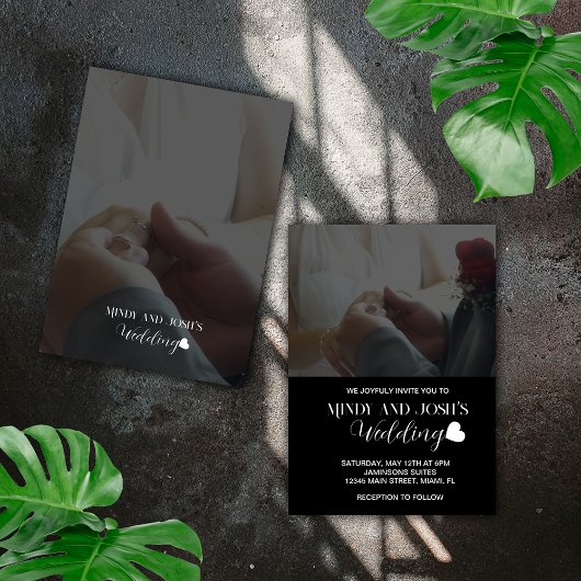 Elegant Script Heart Two Photo  Einladung