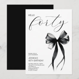 Elegant Script Hello Forty Bow 40th Birthday Party Einladung