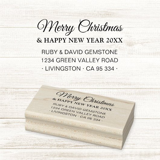 Elegant Script Holiday Return Address  Gummistempel