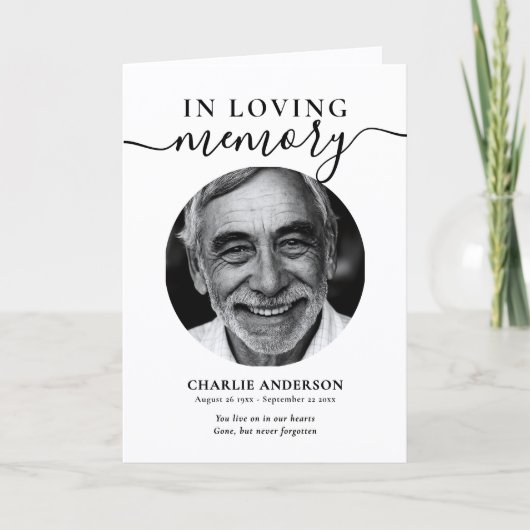 Elegant Script In Loving Memory Photo Memorial Programm (Vorderseite)