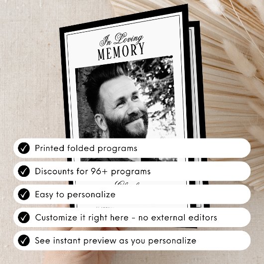 Elegant Script In Loving Memory Photo Memorial Programm