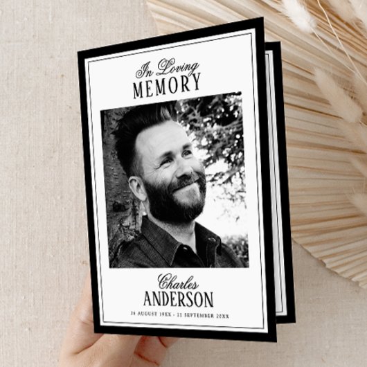 Elegant Script In Loving Memory Photo Memorial Programm