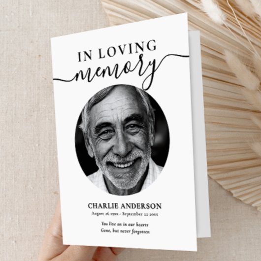 Elegant Script In Loving Memory Photo Memorial Programm