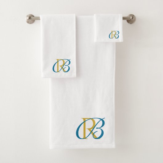 Elegant Script Initials Monogram Badhandtuch Set (Insitu)