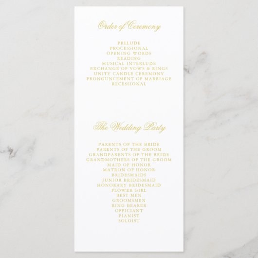 Elegant Script Island Citrus Wedding Programs Programm (Rückseite)
