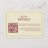 Elegant Script Ivory Cream QR Code Wedding Details Begleitkarte (Vorderseite)