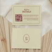 Elegant Script Ivory Cream QR Code Wedding Details Begleitkarte