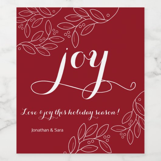 Elegant Script Joy Christmas Weinetikett (Einzelnes Label)
