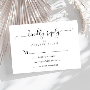 Elegant Script Kindly Antwort Hochzeit