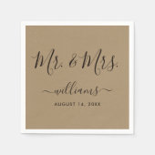 Elegant Script Kraft Mr. and Mrs. Serviette (Vorderseite)