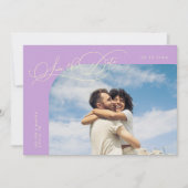 Elegant Script Lemon Wisteria Curved Frame Photo Save The Date (Vorderseite)