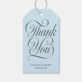 Elegant Script Light Blue  Boy Baby Shower Favor Geschenkanhänger (Vorderseite)
