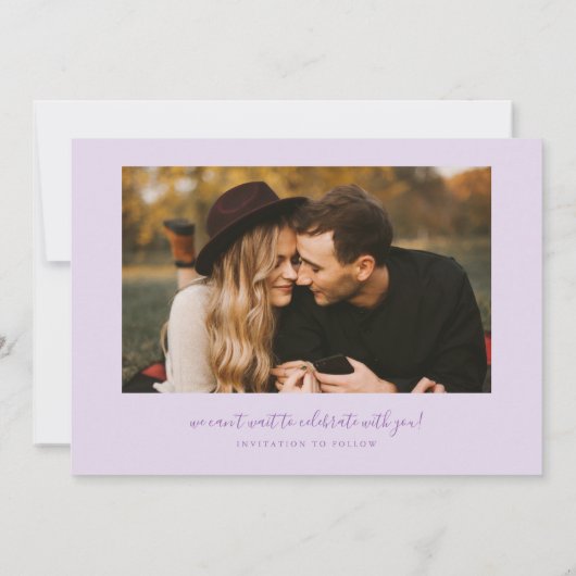 Elegant Script Lilac Curved Frame Photo Save The Date (Rückseite)