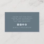 Elegant Script Logo Thank You Small Branding Blue Visitenkarte (Rückseite)