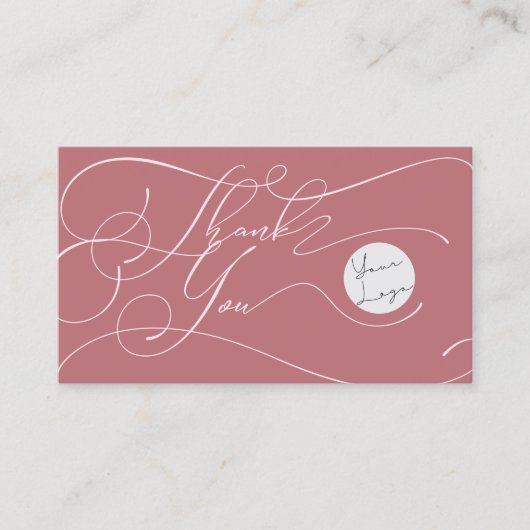 Elegant Script Logo Thank You Small Branding Pink Visitenkarte (Vorderseite)