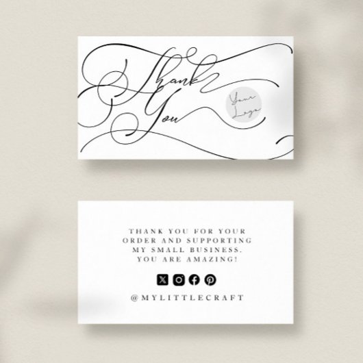Elegant Script Logo Thank You Small Branding Visitenkarte