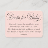 Elegant Script Lt. Pink Baby Shower Books For Baby Begleitkarte (Vorderseite)