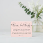 Elegant Script Lt. Pink Baby Shower Books For Baby Begleitkarte (Stehend Vorderseite)