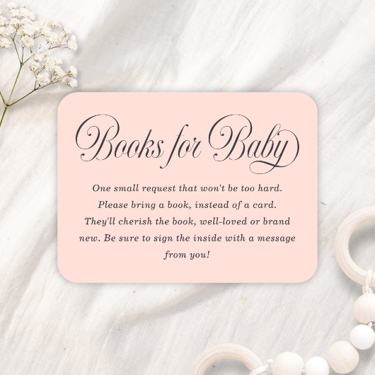 Elegant Script Lt. Pink Baby Shower Books For Baby Begleitkarte