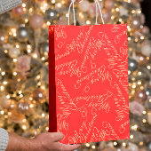 Elegant Script Merry Christmas Pattern/ Red & Gold Mittlere Geschenktüte