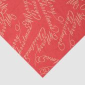 Elegant Script Merry Christmas Pattern/ Red & Gold Seidenpapier (Detail)